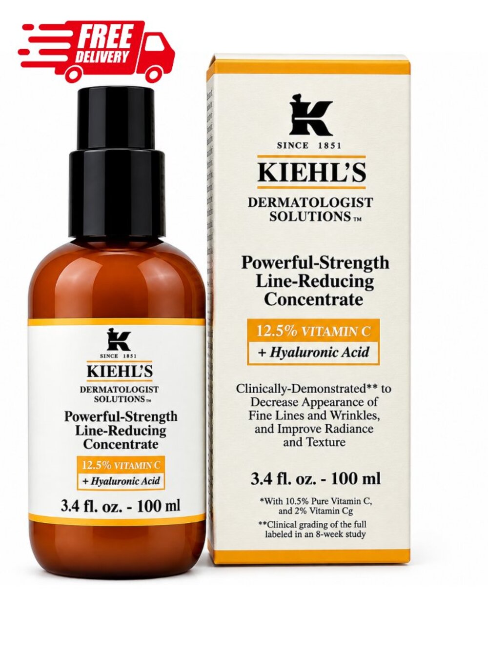 Share KIEHL'S Powerful Strength Line Reducing Concentrate Hyaluronic 3.4 oz new